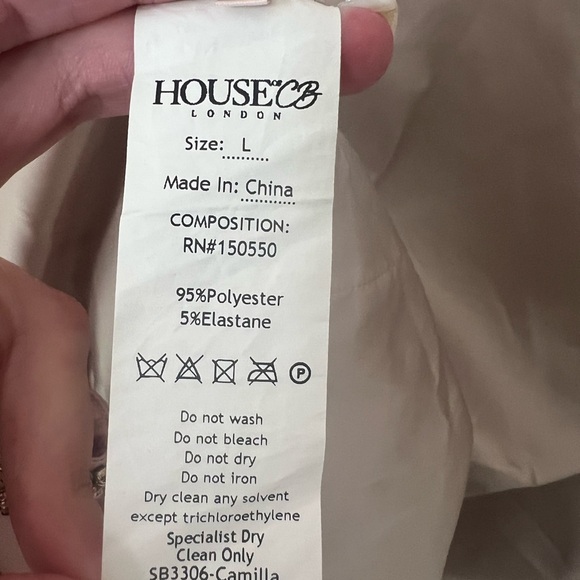 House of CB Camilla Champagne Satin Dress with Hand Sewn Crystals - Picture 12 of 13